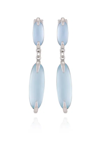 Vince Camuto Silvertone & Blue Stone Drop Earrings