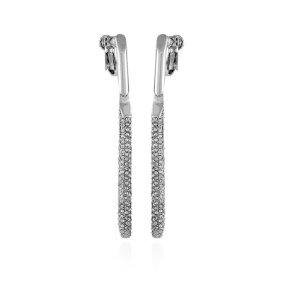 VINCE CAMUTO SILVERTONE GLASS STONE LINEAR DROP CLIP ON EARRINGS