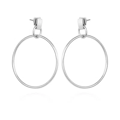 VINCE CAMUTO SILVERTONE HOOP DROP EARRINGS