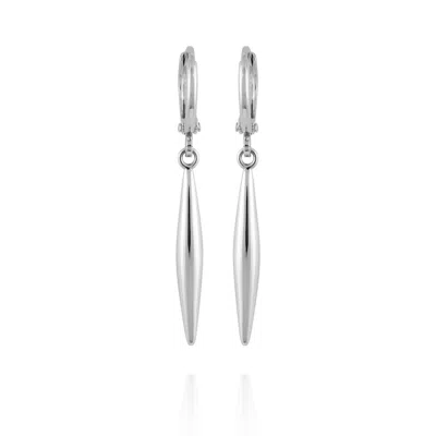 VINCE CAMUTO SILVERTONE SPEAR DANGLE HUGGIE HOOP DROP EARRINGS