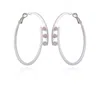 Vince Camuto Silvertone Tri Crystal Stone Hoop Earring In Metallic