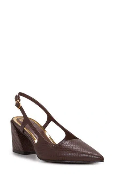 Vince Camuto Sindree Slingback Pointed Toe Pump In Chocolate Snake