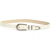 Vince Camuto Skinny Western Buckle Belt In White