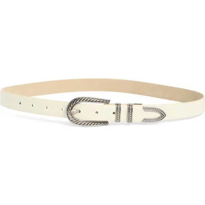 Vince Camuto Skinny Western Buckle Belt In White