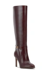 Vince Camuto Skylie Womens Wide Calf Leather Knee-high Boots In Rich Mahogany
