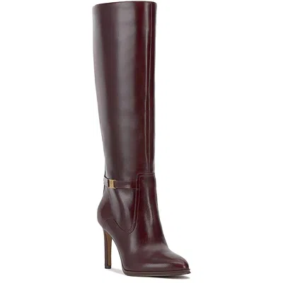 Vince Camuto Skylie Womens Wide Calf Leather Knee-high Boots In Dark Mahogany Leather