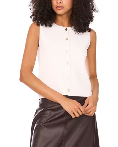 VINCE CAMUTO SLEEVELESS BUTTON UP CREWNECK TOP