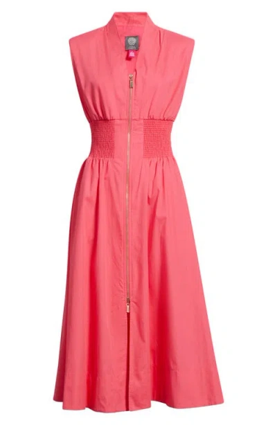 Vince Camuto Sleeveless Cotton Midi Dress In Pink