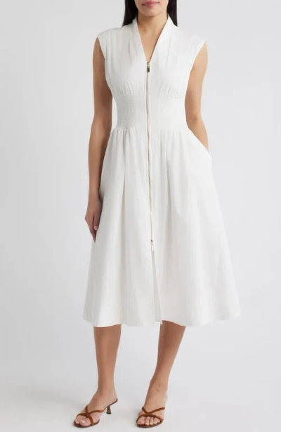 Vince Camuto Sleeveless Cotton Midi Dress In White