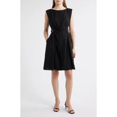 Vince Camuto Sleeveless Crepe Fit & Flare Dress In Black