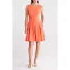 Vince Camuto Sleeveless Crepe Fit & Flare Dress In Coral