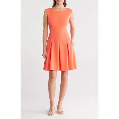 Vince Camuto Sleeveless Crepe Fit & Flare Dress In Coral