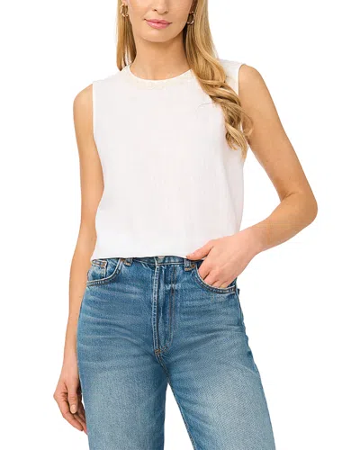 Vince Camuto Sleeveless Crewneck Blouse In White