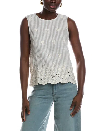 Vince Camuto Sleeveless Crewneck Blouse In White