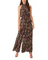 Vince Camuto Womens Printed Chiffon Jumpsuit In Rich Black