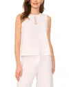 Vince Camuto Lattice Inset Keyhole Back Sleeveless Top In Ultra White