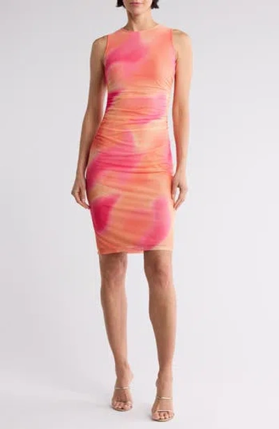 Vince Camuto Sleeveless Mesh Body-con Dress In Pink Multi