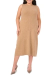 Vince Camuto Sleeveless Midi Sweater Dress In Dark Latte Heather
