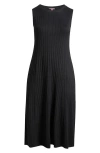 Vince Camuto Sleeveless Rib Midi Sweater Dress In Rich Black