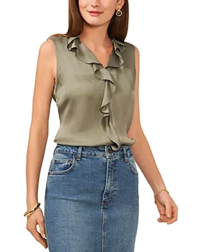 Vince Camuto Sleeveless Ruffle Top In Olive Mist