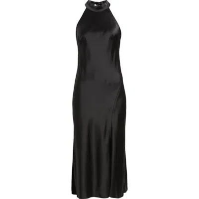 Vince Camuto Sleeveless Satin Maxi Dress In Black