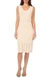 Vince Camuto Sleeveless Scallop Hem Pointelle Cotton Sweater Dress In Neutral