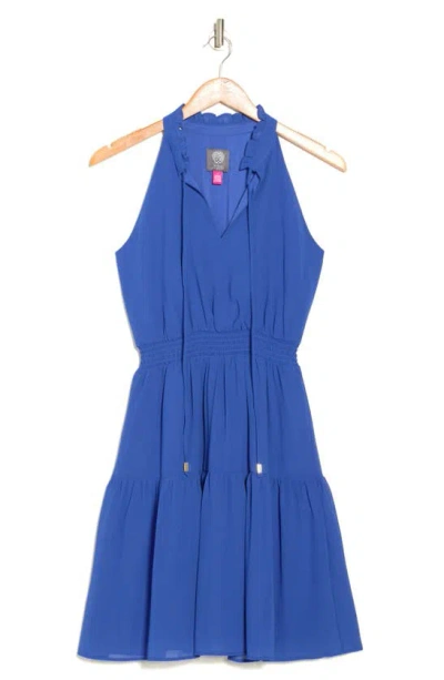 Vince Camuto Sleeveless Smock Waist Chiffon Dress In Cobalt