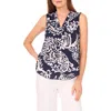 Vince Camuto Sleeveless Split Neck Top In Blue