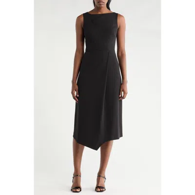 Vince Camuto Sleeveless Stretch Crepe Fit & Flare Midi Dress In Black