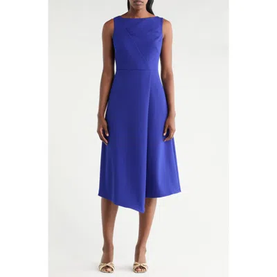 Vince Camuto Sleeveless Stretch Crepe Fit & Flare Midi Dress In Blue