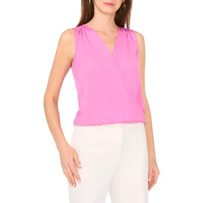 Vince Camuto Sleeveless Surplice Blouson Top In Violet Blush