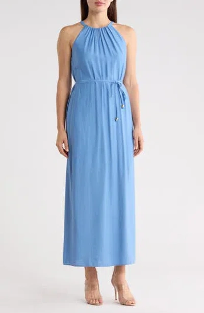 Vince Camuto Sleeveless Textured Woven Dress In Blue