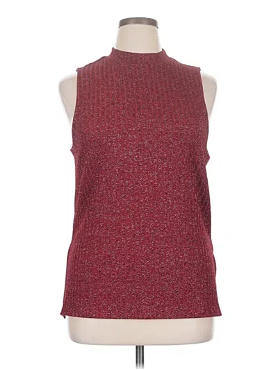 Vince Camuto Sleeveless Top Burgundy High Neck Tops
