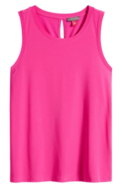 Vince Camuto Women's Crewneck Split Back Keyhole Tank Top In Fiercely Fuchsia