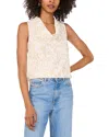 Vince Camuto Leaf Print Sleeveless Cowl Neck Top In Natural Sand