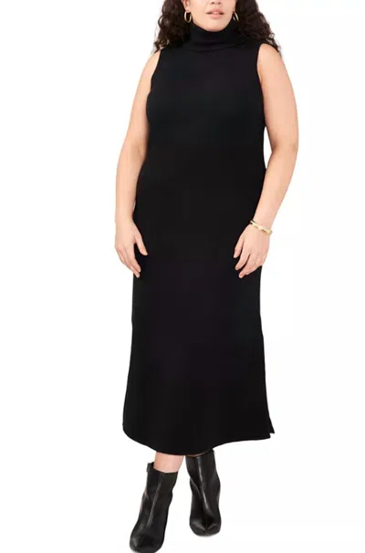 VINCE CAMUTO SLEEVELESS TURTLENECK SWEATER DRESS IN BLACK