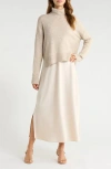 Vince Camuto Slipdress With Turtleneck Sweater In Neutral