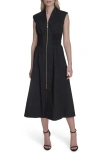 Vince Camuto Smock Waist Cotton Midi Dress In Black