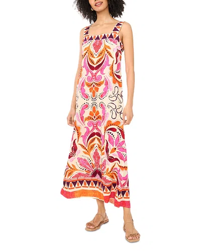 Vince Camuto Smocked Back Sleeveless Maxi Dress In Multi