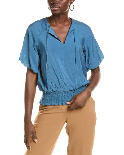 Vince Camuto Smocked Blouson Top In Purple