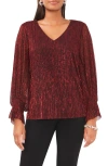 VINCE CAMUTO VINCE CAMUTO SMOCKED CUFF METALLIC TOP