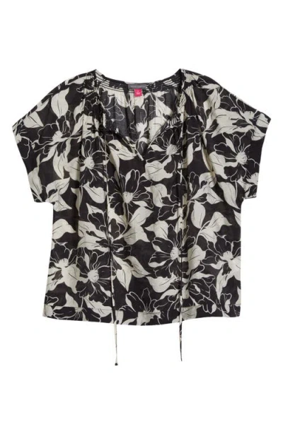 Vince Camuto Smocked Trim Boxy Top