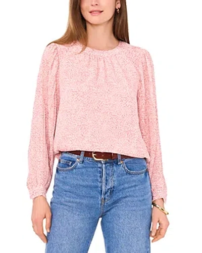 Vince Camuto Smocked Trim Puff Sleeve Top In Pink Orchid