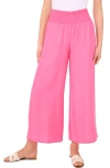 Vince Camuto Smocked Waist Crop Wide Leg Pants In Pink