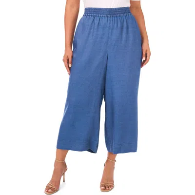 Vince Camuto Smocked Waist Crop Wide Leg Pants In Blue