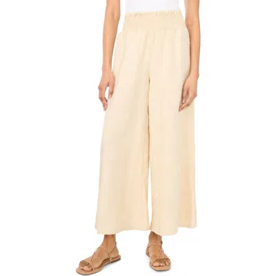 Vince Camuto Smocked Waist Crop Wide Leg Pants In Neutral