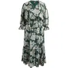 Vince Camuto Plus Size Smocked Waist Tiered Ruffle Maxi Dress In Green