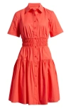 Vince Camuto Smocked Waist Tiered Shirtdress In Red