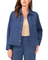 Vince Camuto Plaid Boxy Patch Pocket Jacket In Classic Navy