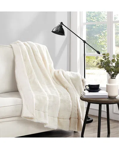 Vince Camuto Soft Faux Rabbit Fur Throw In Gift Box In Ivory